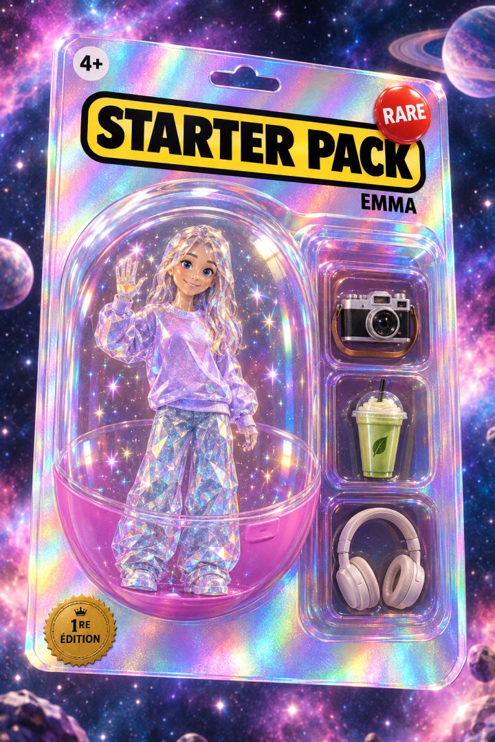 Starter Pack of Emma : Crystal figure, Holo box, Capsule, Space backdrop